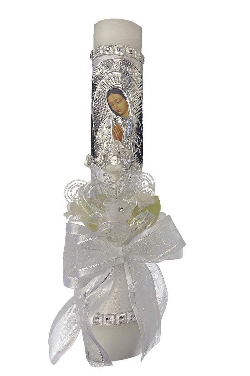 Pink Princess SWEA Pea & Lilli White Virgin Mary Baptism Candle Set Kit for Christenings with Shell and Favors - Spanish - Image 2